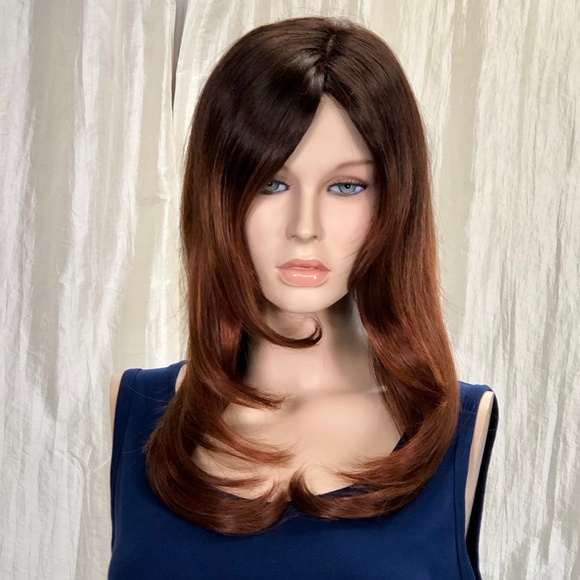 NWT Red Balayage Long Layers Mid Back Length Wig - Picture 7 of 8
